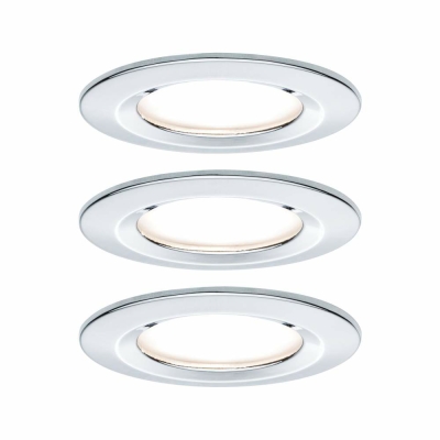 Paulmann LED Bad-Einbauleuchte Nova Coin Basisset 3er Set rund 6W IP44 Chrom dimmbar 3-step-dim 2700K 230V