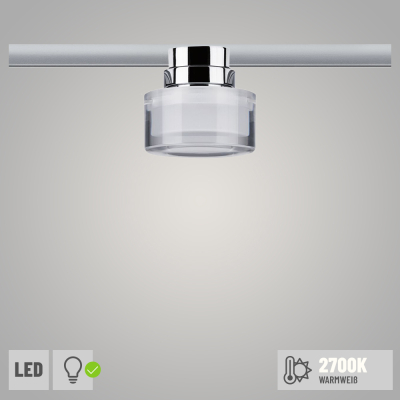 Paulmann URail LED Schienenspot Topa Dot Acryl 4,9W 350lm 2700K dimmbar chrom matt satin (LED fest verbaut)