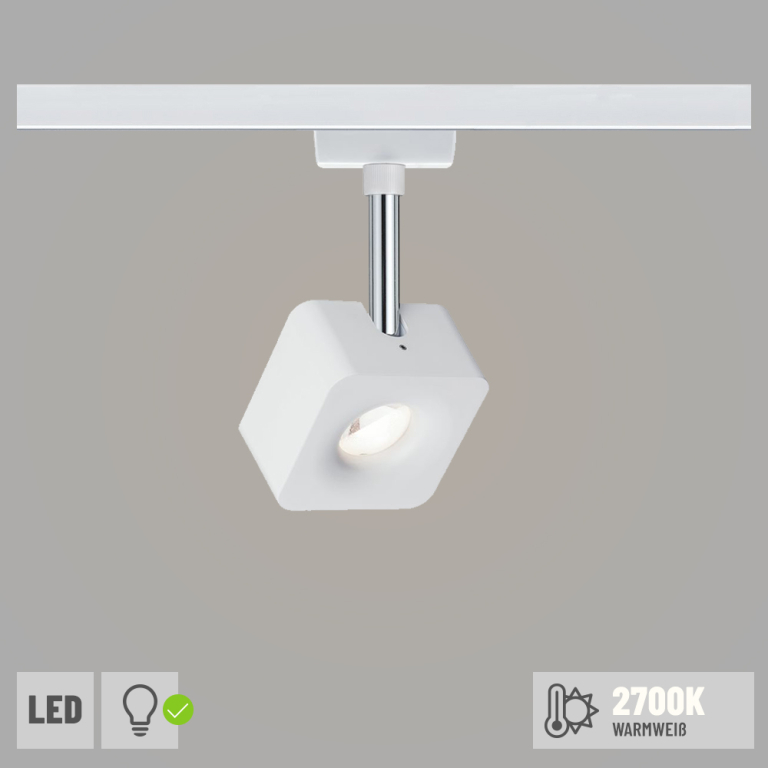 Paulmann URail LED Schienenspot Cube 65° 8W 540lm 2700K dimmbar weiß chrom (LED fest verbaut)