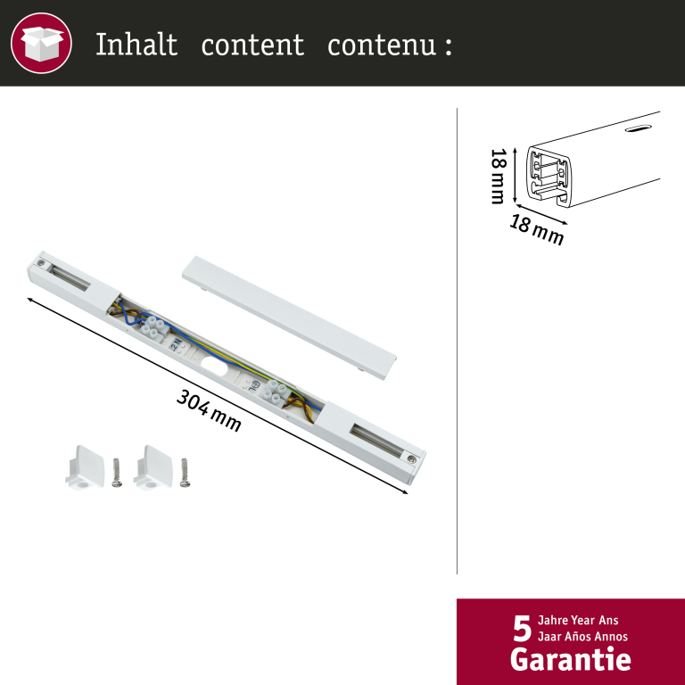 Paulmann URail Mittel-Einspeisung Weiß 3/4/5-adrig max. 1000W