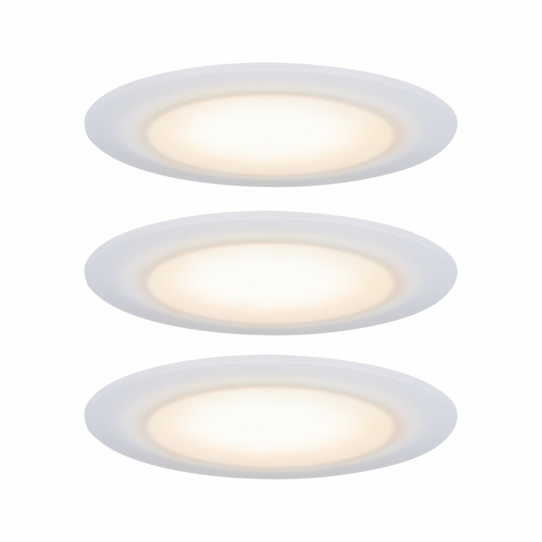Paulmann Premium LED Einbauleuchte Suon 3er-Set rund IP44 Dim-to-Warm Satin/Weiß 5W 450lm 230V