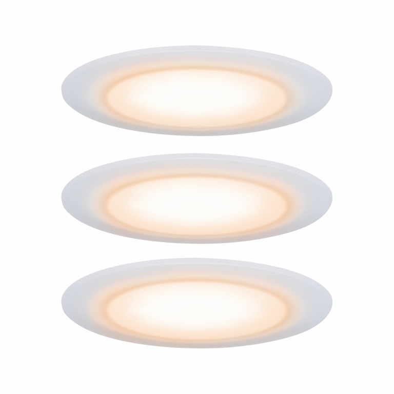 Paulmann Premium LED Einbauleuchte Suon 3er-Set rund IP44 Dim-to-Warm Satin/Weiß 5W 450lm 230V