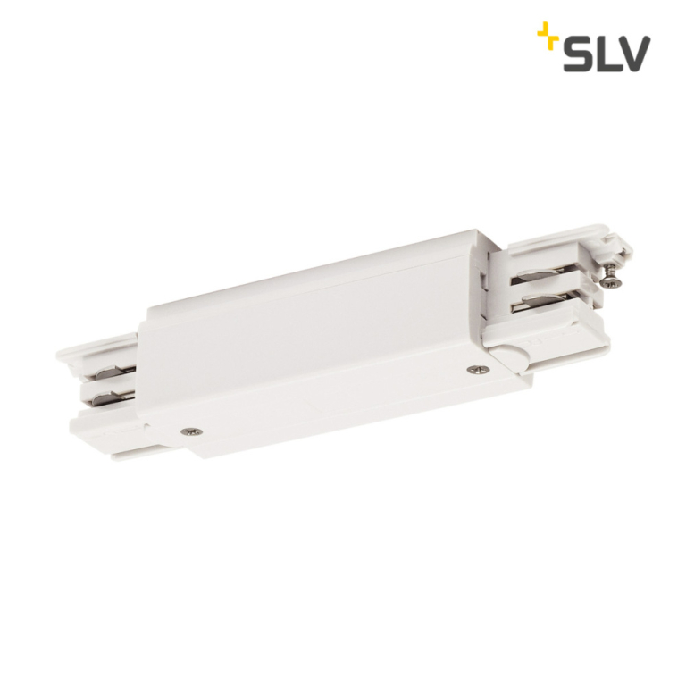SLV Längsverbinder Mitteleinspeisung weiß mit Einspeisemöglichkeit für S-TRACK 3-Phasen Aufbauschiene