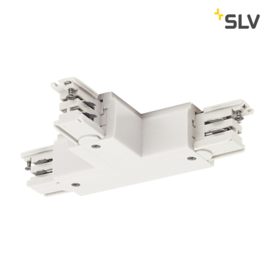 T-Verbinder für S-TRACK 3P.- Schiene, Erde links, verkehrsweiß