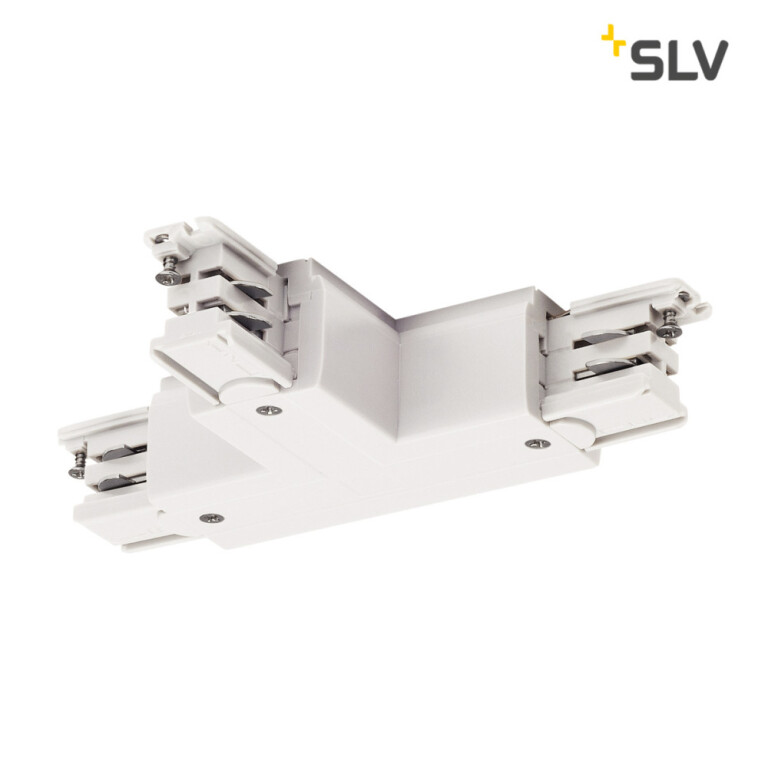 SLV T-Verbinder für S-TRACK 3P.- Schiene, Erde rechts, R-Version, verkehrsweiß