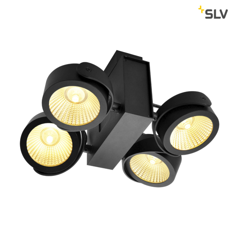SLV TEC KALU CW, LED Indoor Wand- und Deckenaufbauleuchte, quad, schwarz, 24°, 3000K
