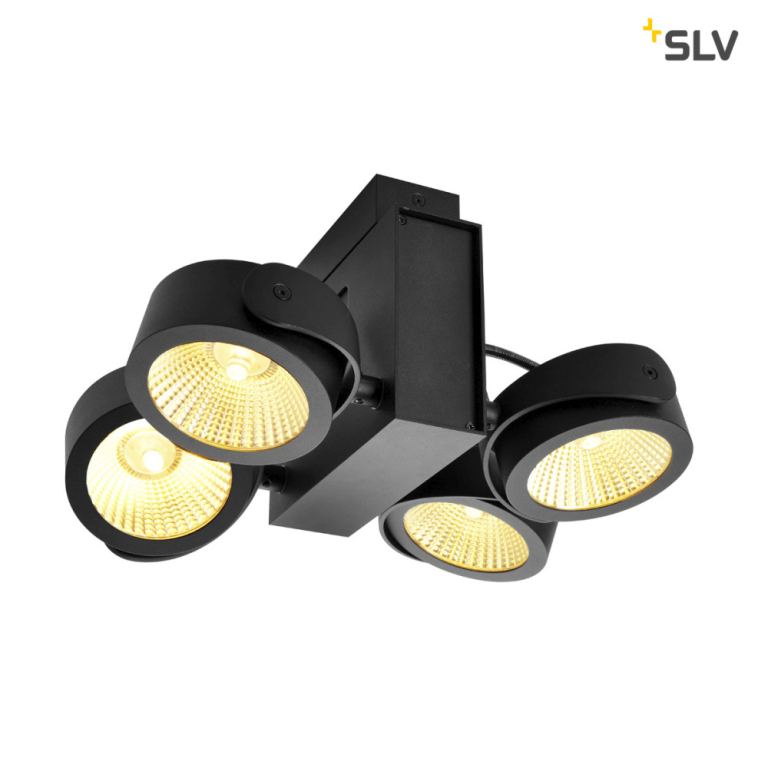 SLV TEC KALU CW, LED Indoor Wand- und Deckenaufbauleuchte, quad, schwarz, 24°, 3000K