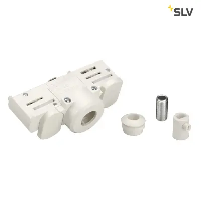 SLV EUTRAC 3-Phasen Pendel-Leuchtenadapter Stromschienenadapter, verkehrsweiss inkl. Montagezubehör
