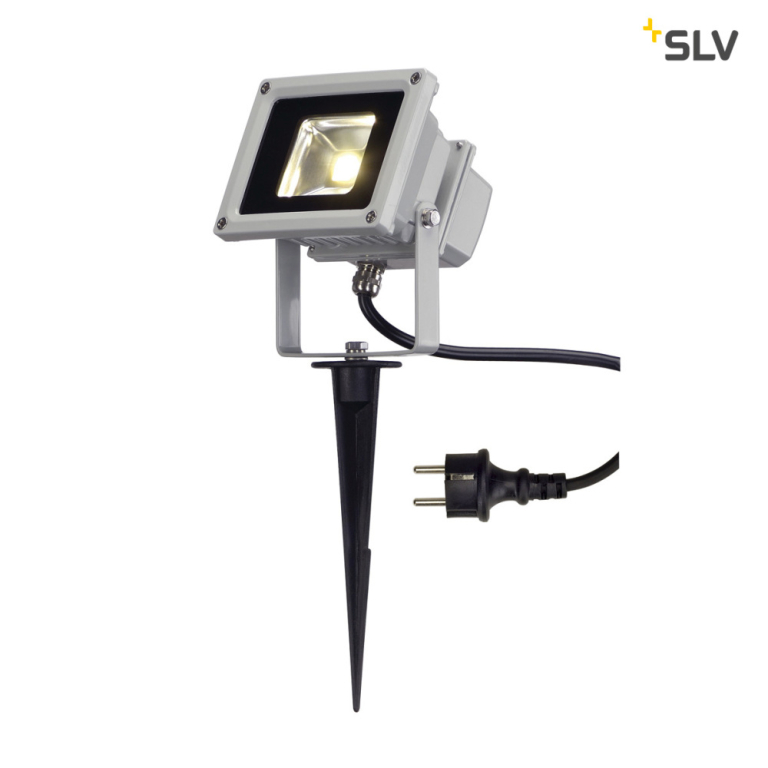 SLV LED OUTDOOR BEAM, silbergrau, 10W, warmweiss, 100°, IP65
