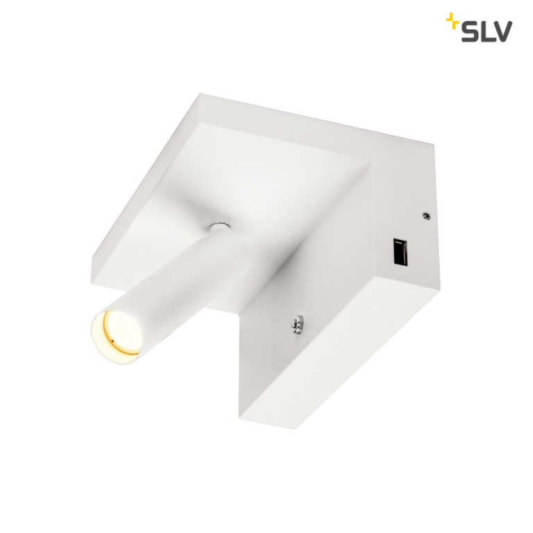 SLV KARPO Bedside LED Indoor Wandaufbauleuchte Wand-Leselampe weiß 3000K USB-Anschluss
