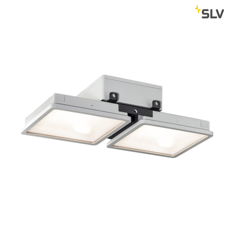 SLV ALMINO PD, double, LED Outdoor Deckenaufbauleuchte, UGR<19 grey IP65 4000K