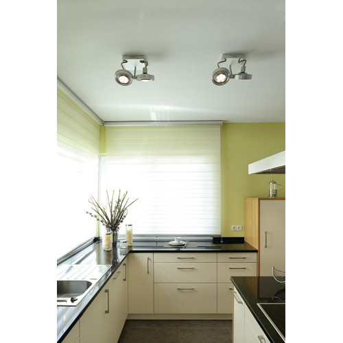 KALU II ES111 DOUBLE Wand- und Deckenleuchte, alu gebürstet, 2xGU10, max. 2x50W