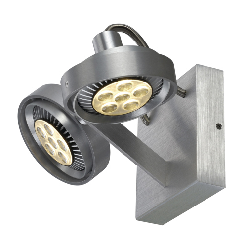 KALU II ES111 DOUBLE Wand- und Deckenleuchte, alu gebürstet, 2xGU10, max. 2x50W