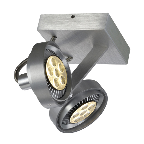 KALU II ES111 DOUBLE Wand- und Deckenleuchte, alu gebürstet, 2xGU10, max. 2x50W