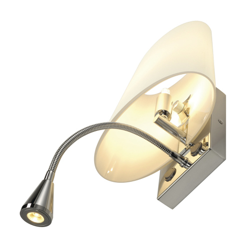 SLV COUPA FLEXLED Wandleuchte, chrom, satiniertes Glas, 1xG9 max. 40W, 3W LED, 3000K