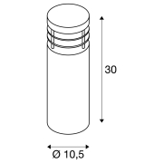 VAP SLIM 30 Außen Stehleuchte rund Edelstahl 304 E27 IP44 Höhe 30cm