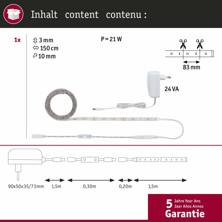 Paulmann SimpLED Power Strip Set 1,5m Neutralweiß 17W