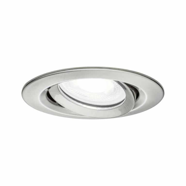 Paulmann LED Einbauleuchte Nova Plus schwenkbar IP65 rund 93mm GU10 6W 470lm 230V dimmbar 4000K Eisen gebürstet