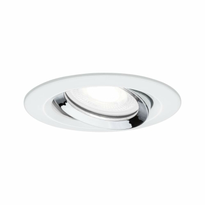 Paulmann LED Einbauleuchte Nova Plus schwenkbar IP65 rund 93mm GU10 6W 470lm 230V dimmbar 4000K Weiß matt/Chrom