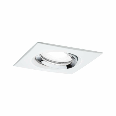 Paulmann LED Einbauleuchte Nova Plus schwenkbar IP65 eckig 93x93mm GU10 6W 470lm 230V dimmbar 4000K Weiß matt/Chrom