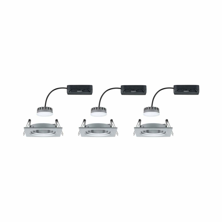 Paulmann LED Einbauleuchten 3er-Set Nova Plus Coin eckig 6W 2700K Aluminium schwenkbar dimmbar