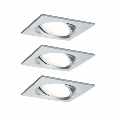 Paulmann LED Einbauleuchten 3er-Set Nova Plus Coin eckig 6W 2700K Aluminium schwenkbar dimmbar