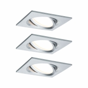 LED Einbauleuchten 3er-Set Nova Plus Coin eckig 6W 2700K Aluminium schwenkbar dimmbar