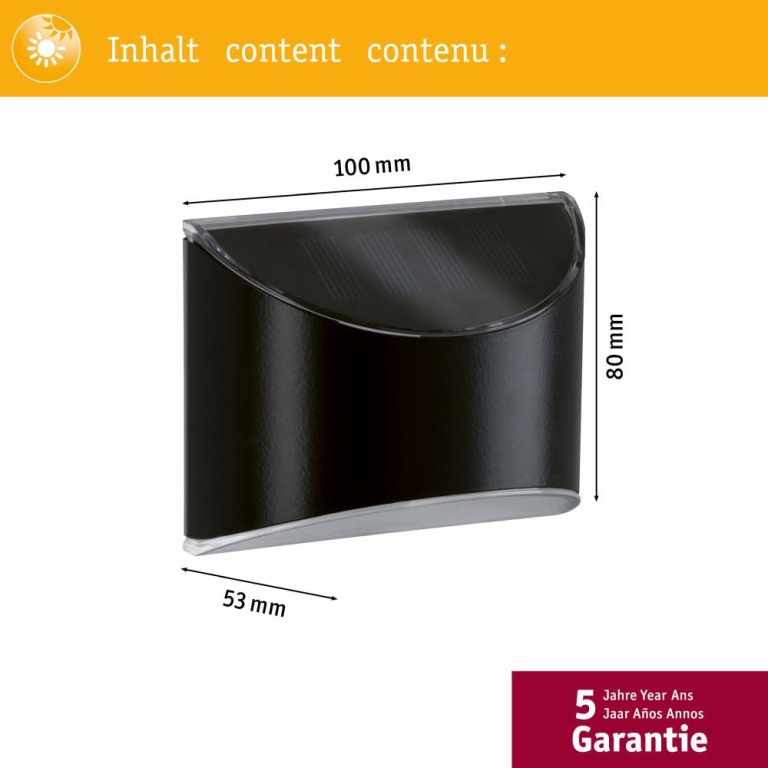 Paulmann Solar LED Outdoor Leuchte Elliot mit Dämmerungssensor IP44 anthrazit