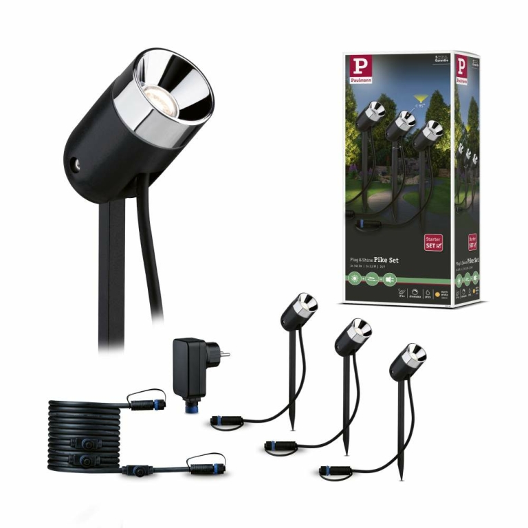 Paulmann Plug & Shine LED Gartenstrahler Pike Basisset IP65 3000K 3x3,5W 21VA Anthrazit