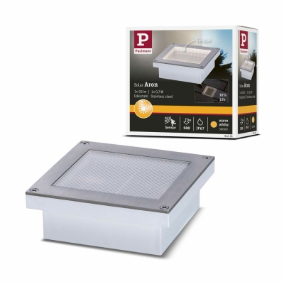 Paulmann Solar LED-Bodeneinbauleuchte Aron 10x10 cm mit Bewegungsmelder & Dämmerungssensor IP67 3000K