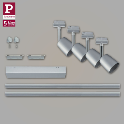 Paulmann Paulmann URail LED Schienensystem Komplettset Cover Chrom matt inkl. 4 Spots