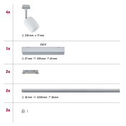URail Schienensystem Basis-Set Blossom Satinglas Chrom matt + 2x Schiene 1m + 4x Schienenspot