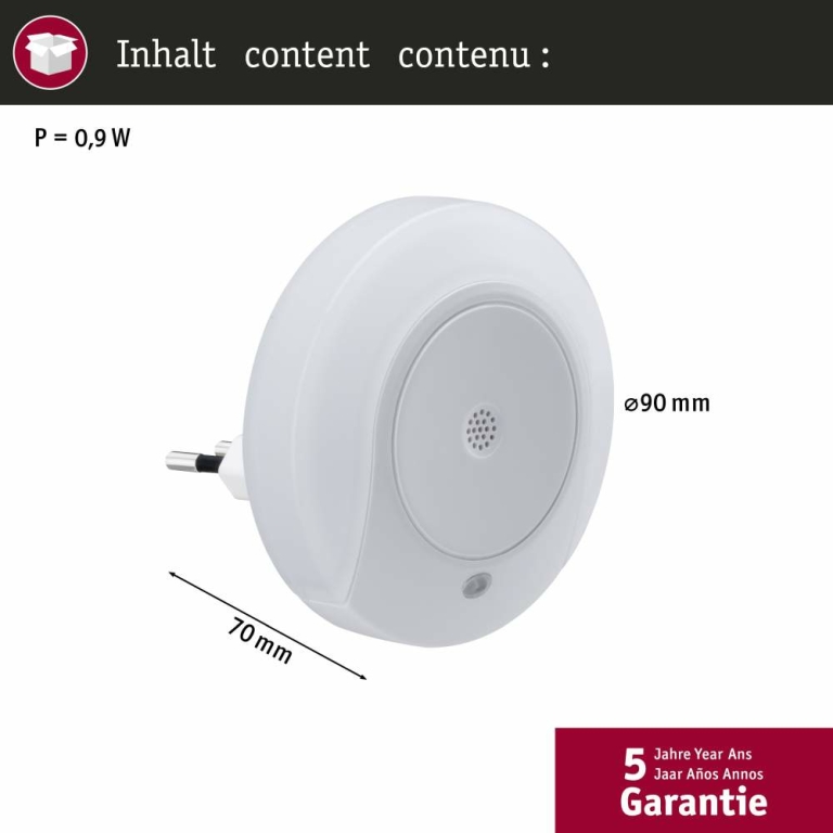 AS Horby rund Nachtlicht Stecker weiß 0,4W 3000K Sensor