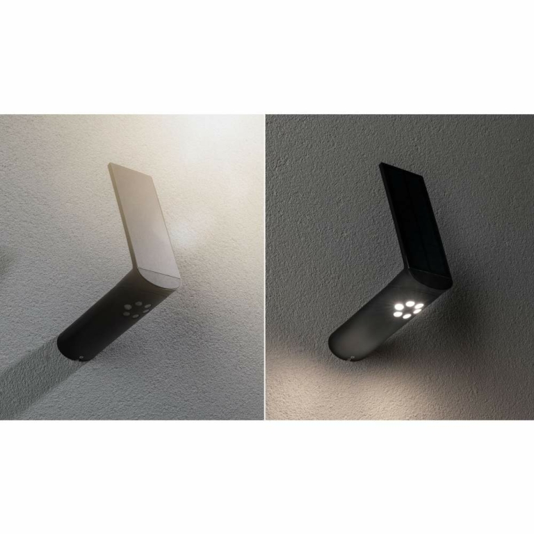 Paulmann Outdoor Solar LED-Wandleuchte Ilias anthrazit mit Bewegungsmelder IP44 57lm 3000K schwenkbar