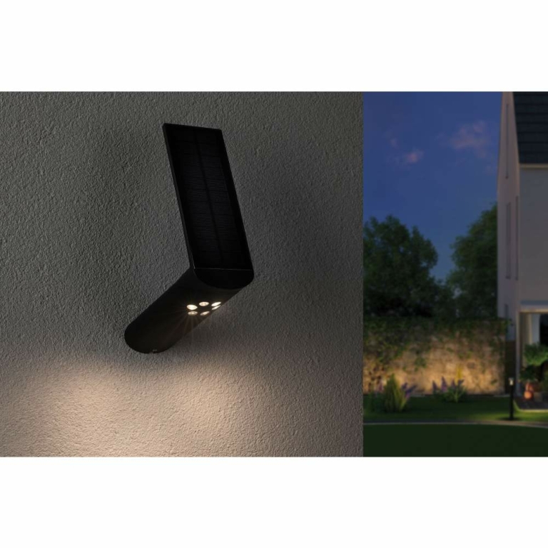 Paulmann Outdoor Solar LED-Wandleuchte Ilias anthrazit mit Bewegungsmelder IP44 57lm 3000K schwenkbar