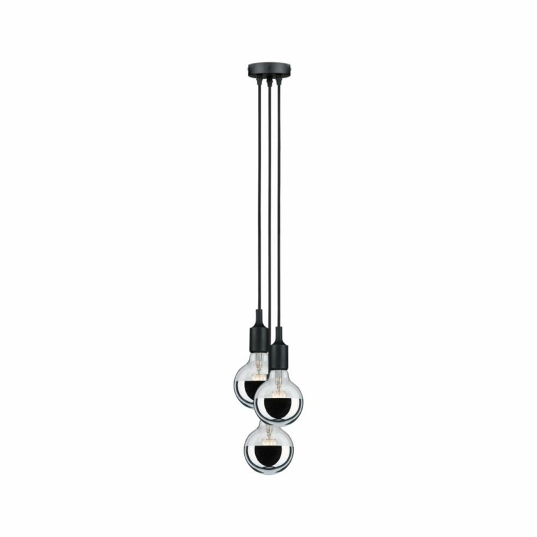 Paulmann Neordic Pendelleuchte Ketil E27 max. 3x60W Schwarz dimmbar Silikon/Metall 3-flammig