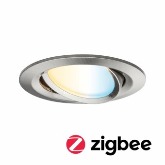 Paulmann SmartHome Zigbee LED Einbauleuchte Nova Plus schwenkbar rund 84mm 50° Coin 6W 470lm 230V Tunable White Eisen gebürstet