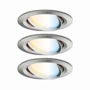 SmartHome Zigbee LED Einbauleuchte Nova Plus 3er Set schwenkbar rund 84mm 50° Coin 3x6W 3x470lm 230V Tunable White Eisen gebürstet