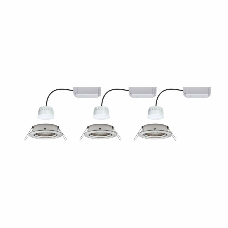 Paulmann SmartHome Zigbee LED Einbauleuchte Nova Plus 3er Set schwenkbar rund 84mm 50° Coin 3x2,5W 3x85lm 230V RGBW Eisen gebürstet