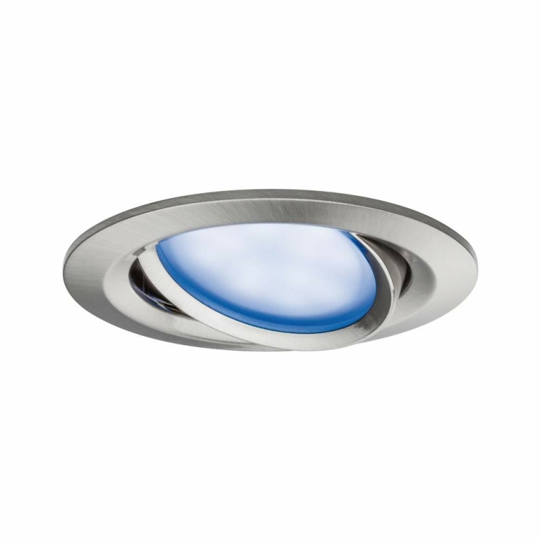 Paulmann SmartHome Zigbee LED Einbauleuchte Nova Plus 3er Set schwenkbar rund 84mm 50° Coin 3x2,5W 3x85lm 230V RGBW Eisen gebürstet