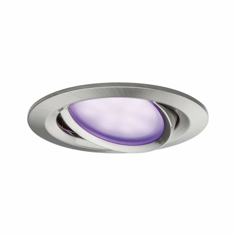 Paulmann SmartHome Zigbee LED Einbauleuchte Nova Plus 3er Set schwenkbar rund 84mm 50° Coin 3x2,5W 3x85lm 230V RGBW Eisen gebürstet