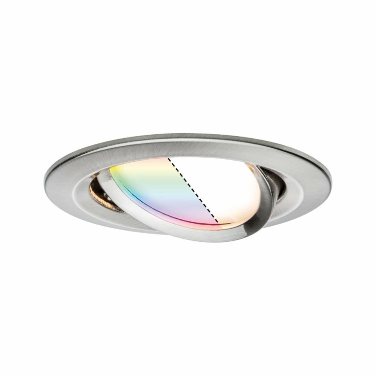 Paulmann SmartHome Zigbee LED Einbauleuchte Nova Plus 3er Set schwenkbar rund 84mm 50° Coin 3x2,5W 3x85lm 230V RGBW Eisen gebürstet