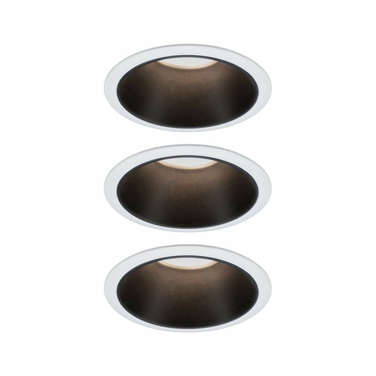 Paulmann LED Einbauleuchte Cole Coin Weiß/Schwarz matt 3er-Set 6W 470lm 2700K IP44 3-Step-Dim