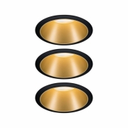 LED Einbauleuchte Cole Coin Schwarz/Gold matt 3er-Set 6W 470lm 2700K IP44 3-Step-Dim
