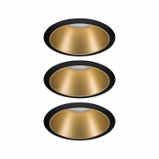 LED Einbauleuchte Cole Coin Schwarz/Gold matt 3er-Set 6W 470lm 2700K IP44 3-Step-Dim