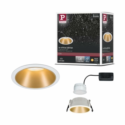 Paulmann LED Einbauleuchte Cole Coin Weiß/Gold matt 6W 470lm 2700K IP44 3-Step-Dim