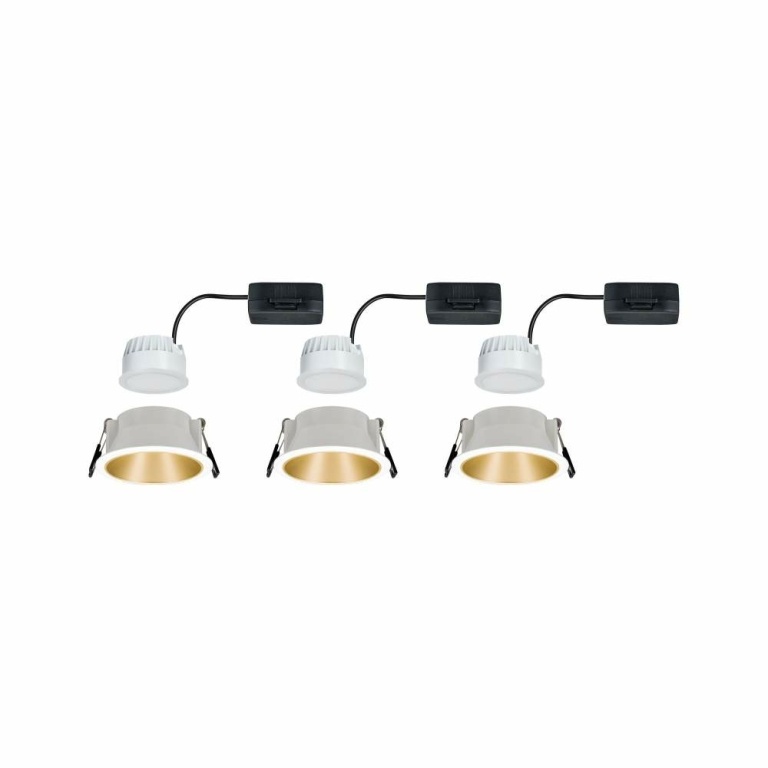 Paulmann LED Einbauleuchte Cole Coin Weiß/Gold matt 3er-Set 6W 470lm 2700K IP44 3-Step-Dim