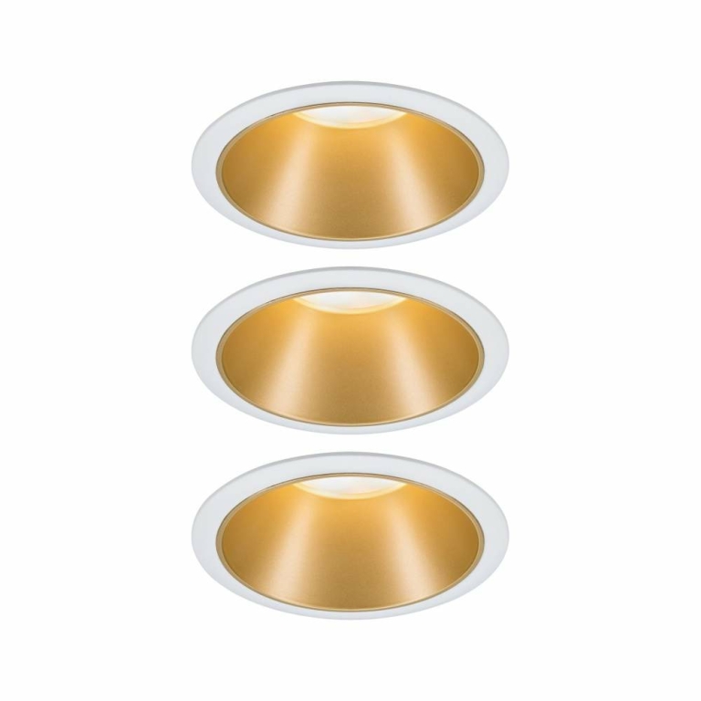 Paulmann LED Einbauleuchte Cole Coin Weiß/Gold matt 3er-Set 6W 470lm 2700K IP44 3-Step-Dim