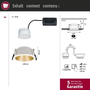 LED Einbauleuchte Cole Coin Weiß/Gold matt 3er-Set 6W 470lm 2700K IP44 3-Step-Dim