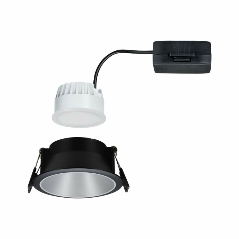Paulmann LED Einbauleuchte Cole Coin Schwarz/Silber 6W 470lm 2700K IP44 3-Step-Dim